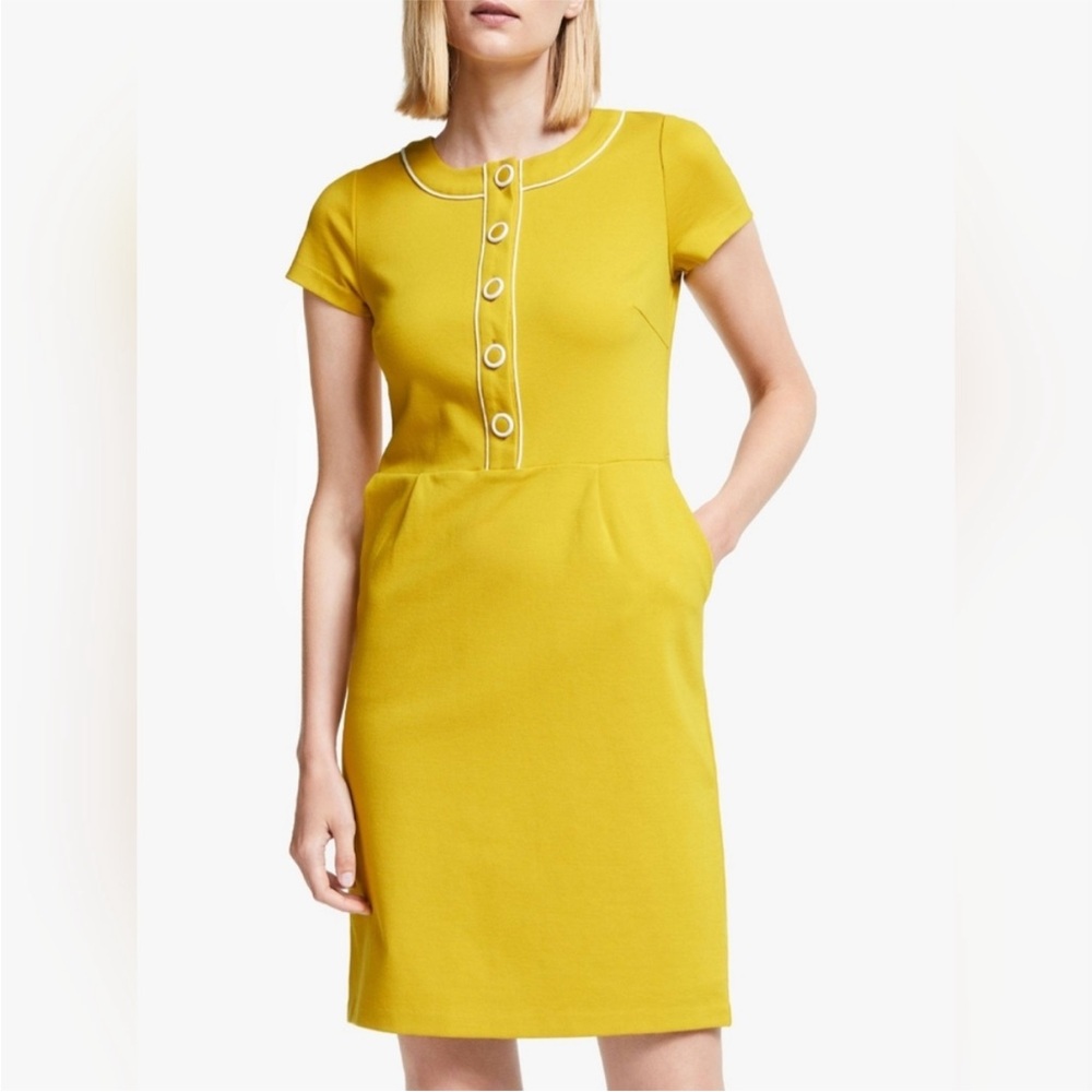 Boden Gracie Ponte Sheath Dress Saffron Yellow Size 8